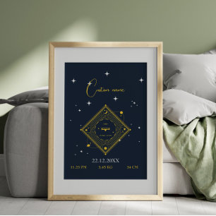 Nursery wall art new baby  Custom name Libra