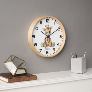 Nursery wall Clock - To Personalize - Giraffe 
