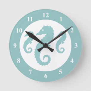 Nursery wall clock with seahorses   sealife animal