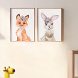 Nursery Watercolor Fox and Bunny<br><div class="desc">This design may be personalized by choosing the Edit Design option. You may also transfer onto other items. Contact me at colorflowcreations@gmail.com or use the chat option at the top of the page if you wish to have this design on another product or need assistance with this design. See more...</div>