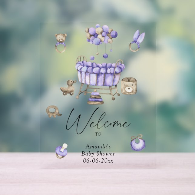 Nursery - welcome baby shower party acrylic sign (Neutral)