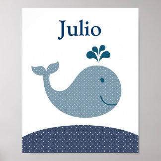 Nursery whale art for kids poster