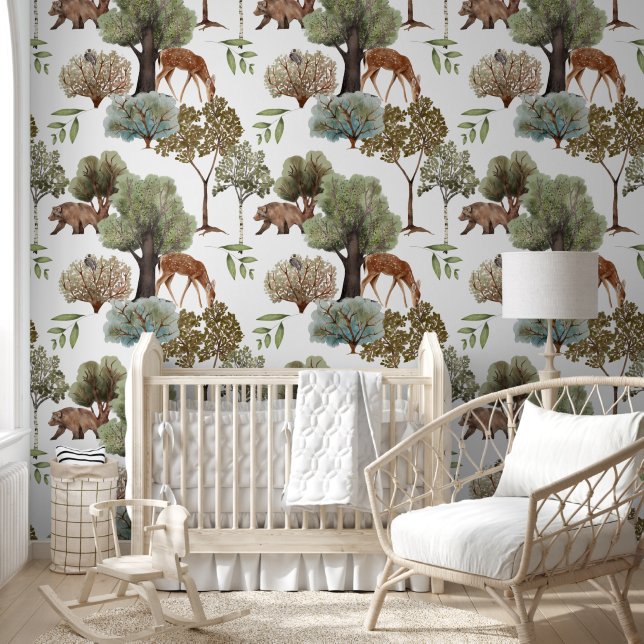 Nursery Woodland Animal Forest  Wallpaper (Kids)