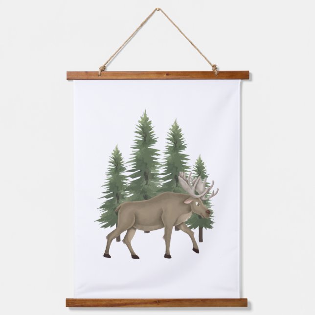 Nursery Woodland Animal Moose Wall Art Decor  (Front)