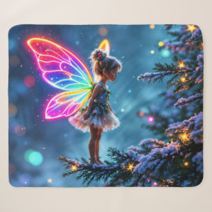 Nursery Xmas fairy snow tree holiday lights Sherpa Blanket