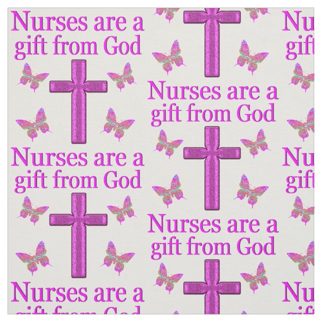 NURSES ARE A GIFT FROM GOD FABRIC (Swatch)