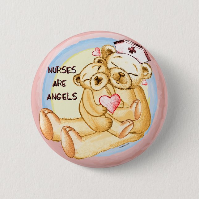 Nurses are angels  2 inch round button (Front)
