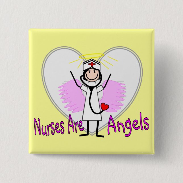 Nurses Are Angels 2 Inch Square Button (Front)