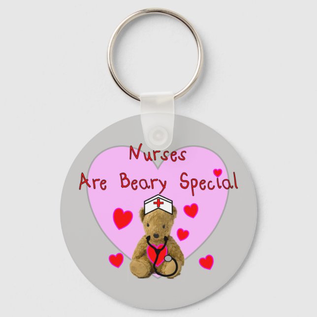 Nurses are BEARY Special  Teddy Bear Gifts Keychain (Front)