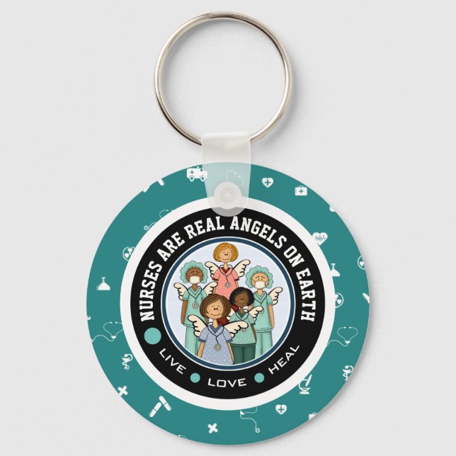Nurses are Real Angels on Earth. Gift Keychains (Front)