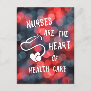 nurses are the heart of healthcare bokeh postcard