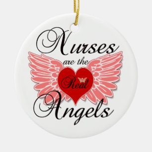 Nurses Are The Real Angles Ceramic Ornament