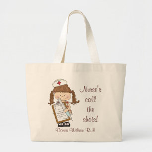 Nurse's Call the Shots Personalized Large Tote Bag