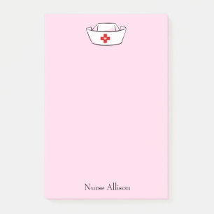 Nurse's Cap Add Name Pink 4x6 Post-it Notes