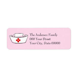 Nurse's Cap Personalized Pink Return Address