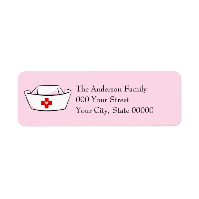 Nurse's Cap Personalized Pink Return Address (Front)