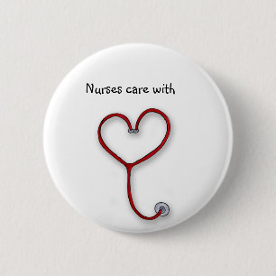 Nurses care with Heart - Nurses Gift - Personalize 2 Inch Round Button