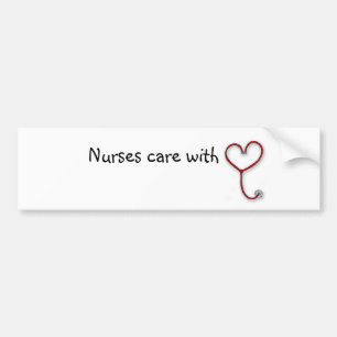 Nurses care with Heart - Nurses Gift - Personalize Bumper Sticker