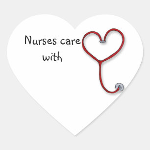 Nurses care with Heart - Nurses Gift - Personalize Heart Sticker