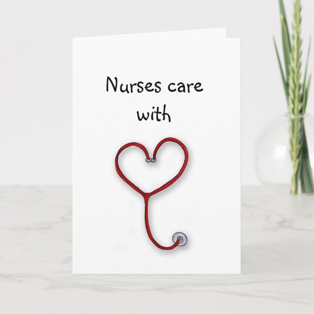 Nurses care with Heart - Nurses Gift - Personalize Thank You Card (Front)