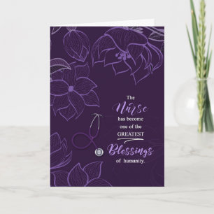 Nurses Day Blessing to Humanity Purple Botanical Card