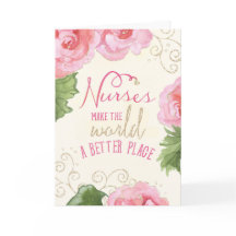 Nurses Day Card - Pink Begonias and Sparkle