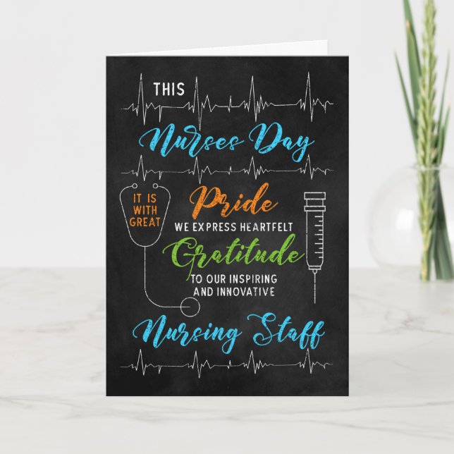 Nurses Day Chalkboard Nursing Staff Gratitude Card (Front)