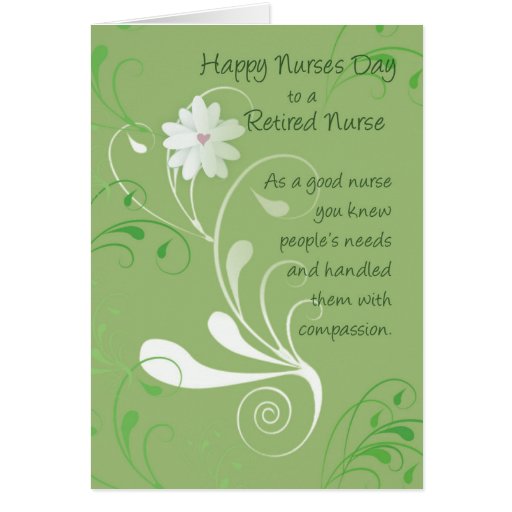 Nurses Day, Retired Nurse Thank You, Green Swirls Greeting Card | Zazzle