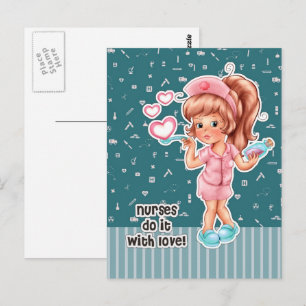 Nurses do it with Love. Cute Nurse Postcard