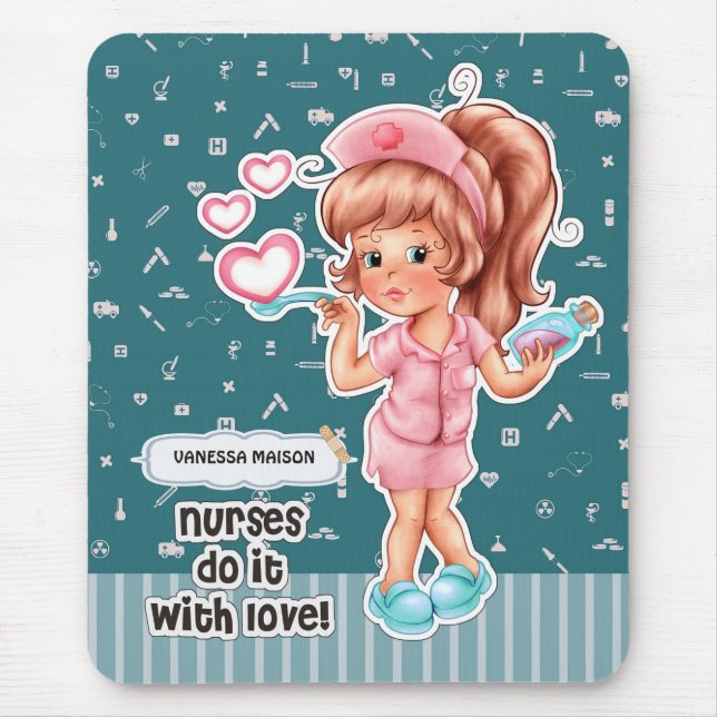 Nurses do it with Love Nurses Appreciation Gift Mouse Pad (Front)