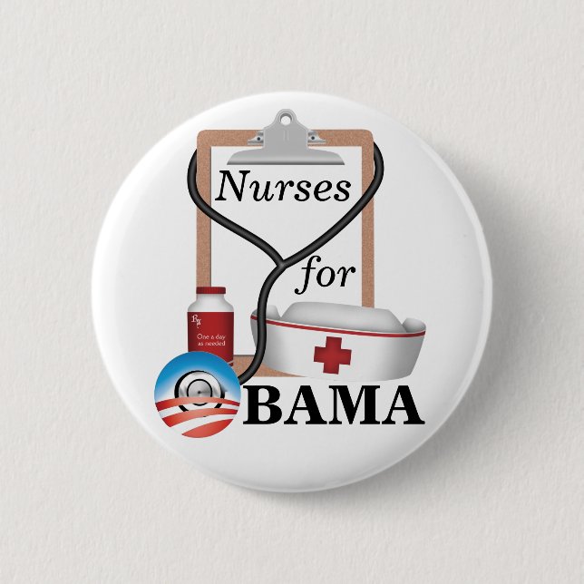 Nurses for Obama! 2 Inch Round Button (Front)