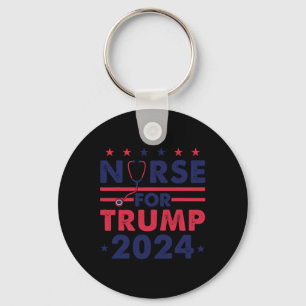 Nurses For Trump 2024 America Stars Flag Stripes T Keychain