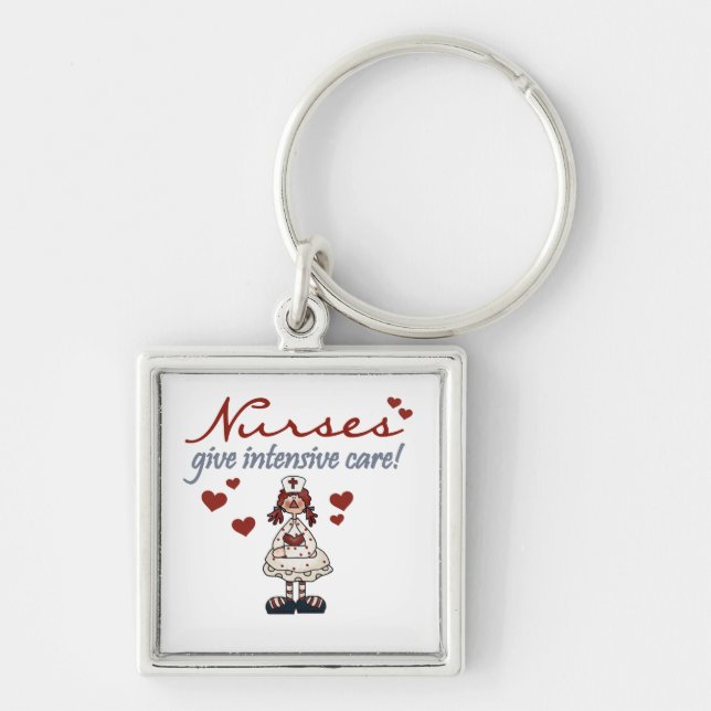 Nurses Give Intensive Care t-shirts and Gifts Keychain (Front)