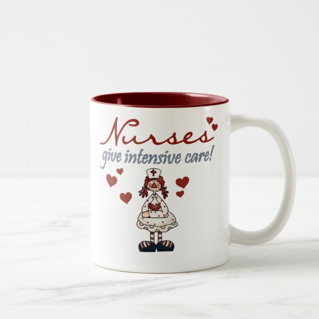 Nurses Give Intensive Care t-shirts and Gifts Two-Tone Coffee Mug (Right)