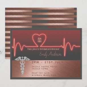 Nurses Graduation Invitation - Rose Gold Metallic