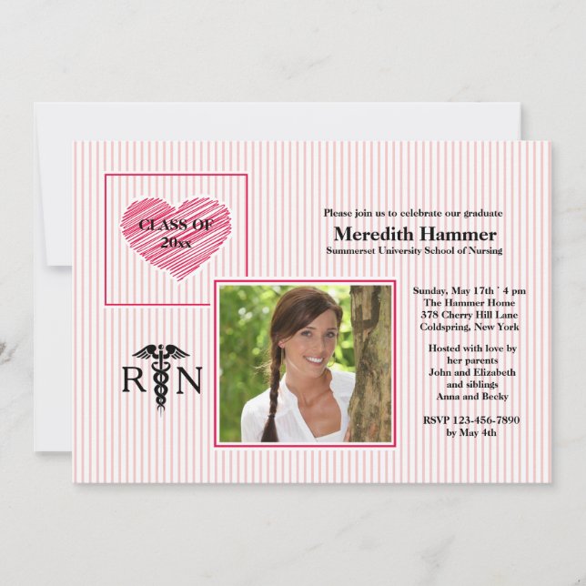 Nurses Have Big Hearts Photo Graduation Invitation (Front)