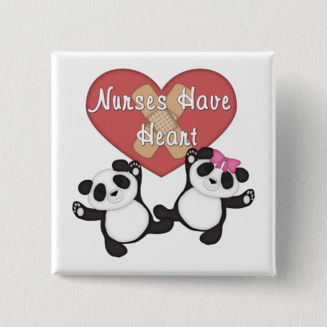Nurses Have Heart 2 Inch Square Button (Front)