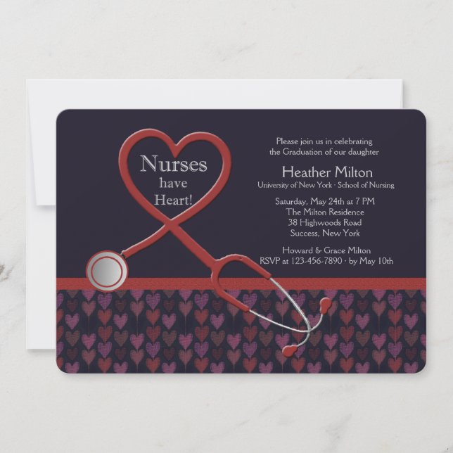 Nurses Have Heart Graduation Invitation (Front)