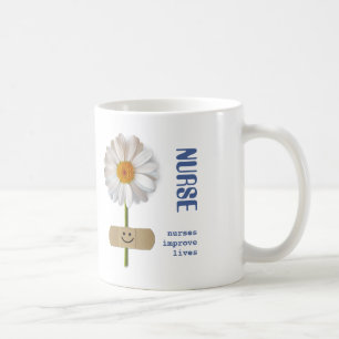 Nurses improve lives. Smiling Daisy Custom Name Coffee Mug
