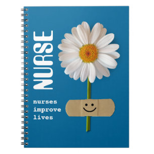 Nurses improve lives. Smiling Daisy Gift Notebook