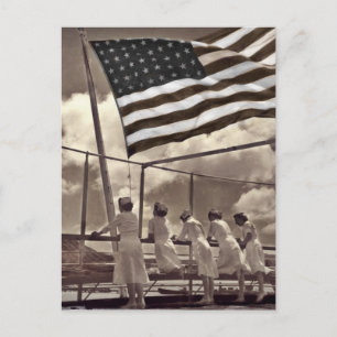 Nurses Looking at an Island 1945 Postcard