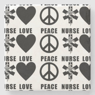 Nurses Love Peace Stone Coaster