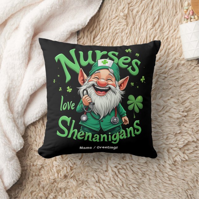 Nurses Love Shenanigans Celebrate St. Patricks Day Throw Pillow (Blanket)