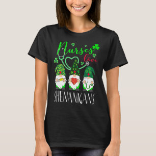 Nurses Love Shenanigans Funny Gnomes Nurse St Patr T-Shirt
