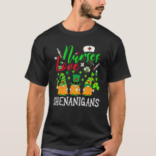 Nurses Love Shenanigans Gnomes Nurse St Patricks D T-Shirt