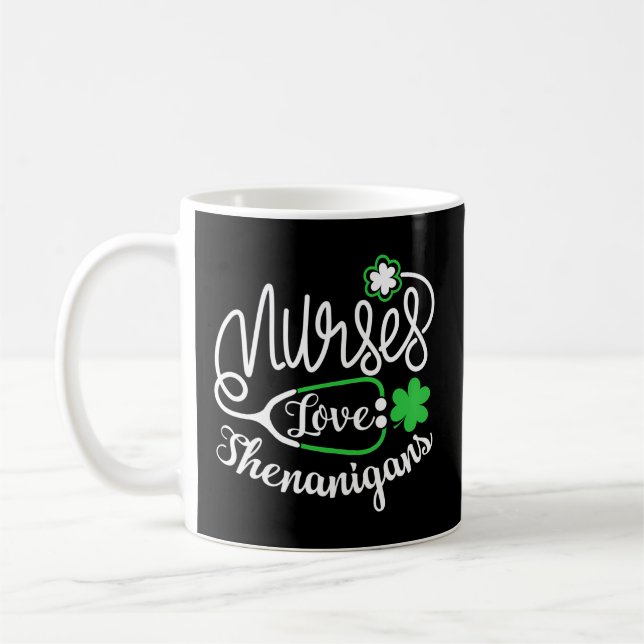 Nurses Love Shenanigans - Rn St Pattys Day Lucky N Coffee Mug (Left)