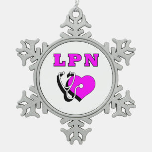 Nurses LPN Snowflake Pewter Christmas Ornament