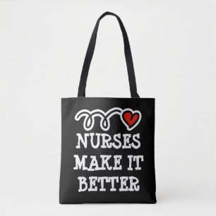 Nurses make it better cute heart tote bag