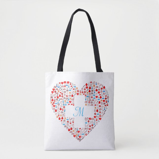 Nurse's medical heart collage tote. tote bag (Front)