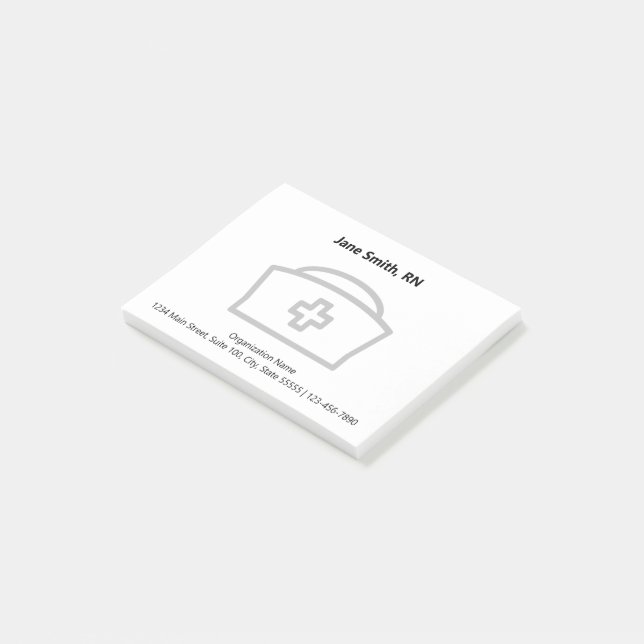 Nurse's Name and Organization Nurse Post-it Notes (Angled)